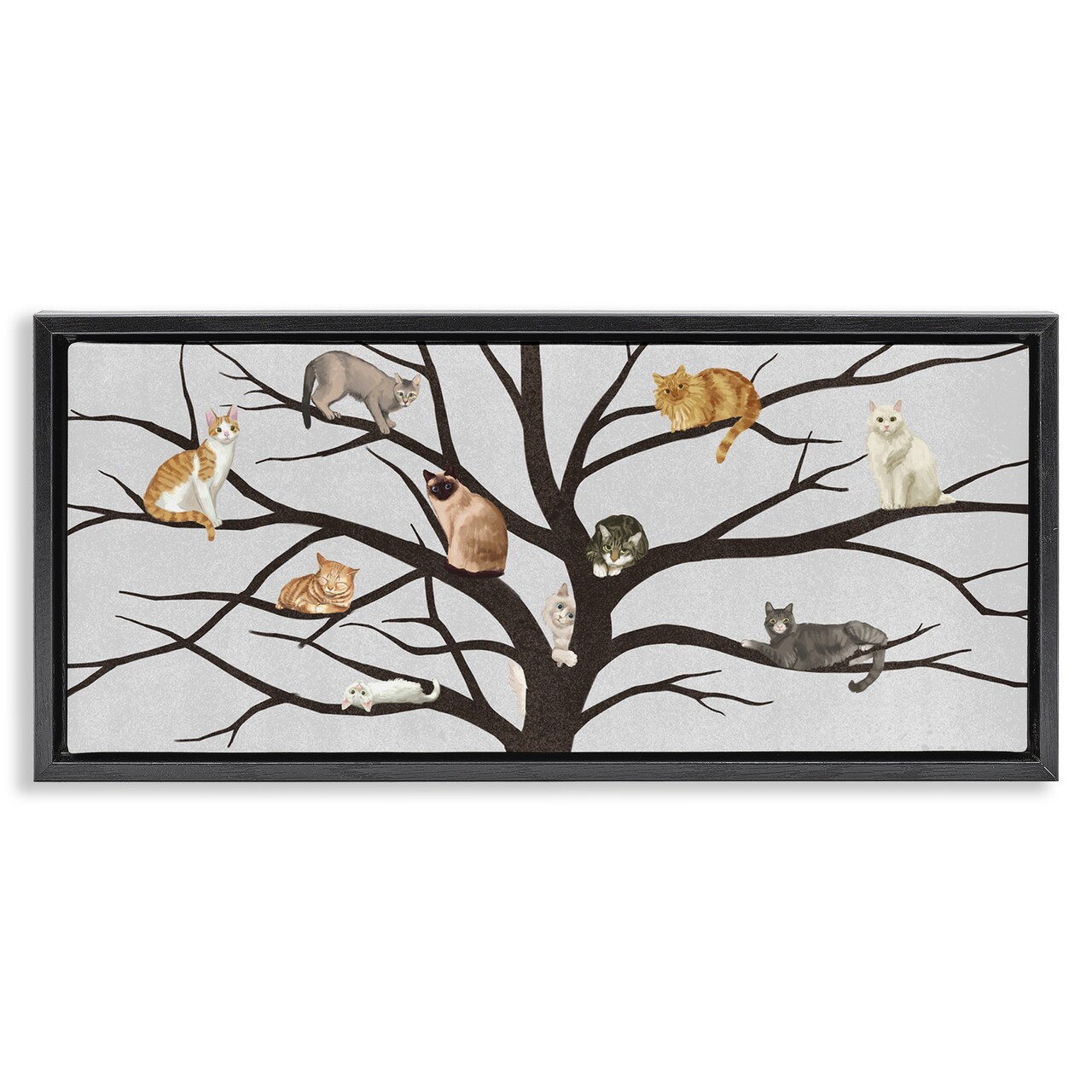 Stupell Industries Cats In Tree Pet Painting Framed Floater Canvas Wall Art